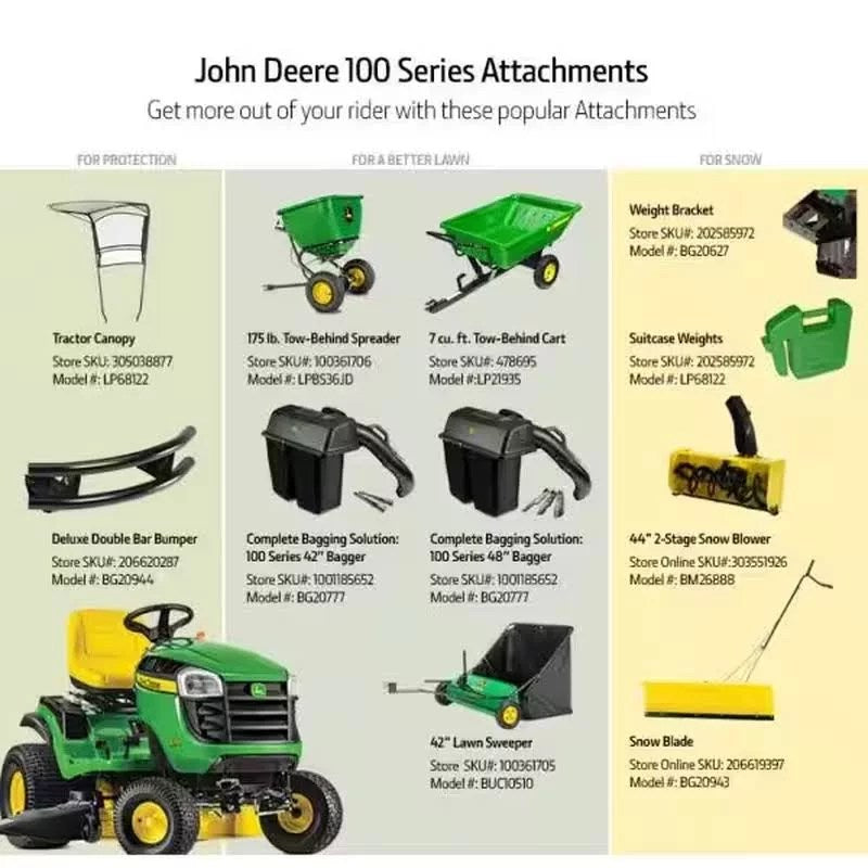 John Deere S100 17.5 HP GAS Hydrostatic Riding Lawn Mower