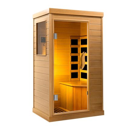 HomeMiYN Far Infrared Wood Sauna Box ,traditional Sauna Room Indoor Home Spa Low-emf Dry Saunas Single Person Spa Canada Hemlock,nature
