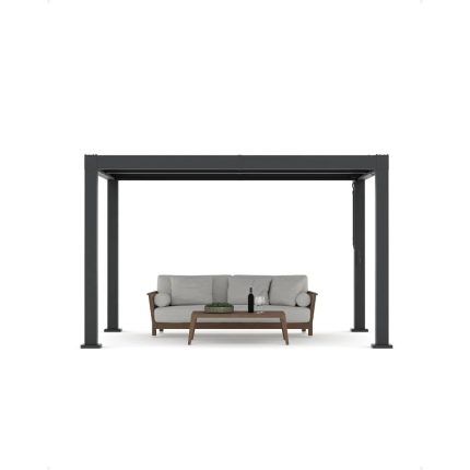 Enjyam Modern Louvered Pergola with Aluminum Frame, Adjustable Louvers & Integrated Drainage, Weather-Resistant Gazebo for Deck or Backyard, 10×12 FT
