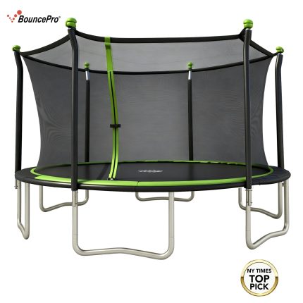 Sportspower BouncePro 14ft Trampoline Meets ASTM Safety Standards, Heavy-Duty Rust-Resistant Steel Frame, UV-Resistant Jump Mat & Safety Net